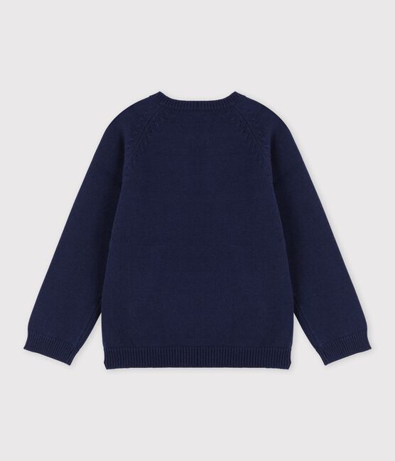 Pullover bambino in lana e cotone blu SMOKING