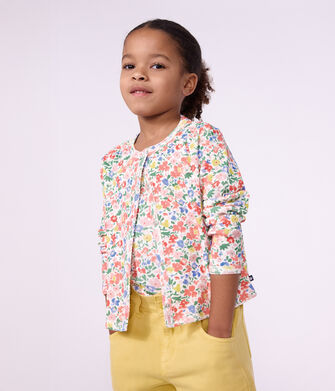 Cardigan in cotone a fiori bambina