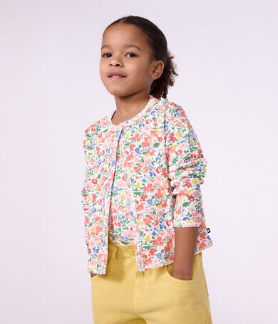 Cardigan in cotone a fiori bambina