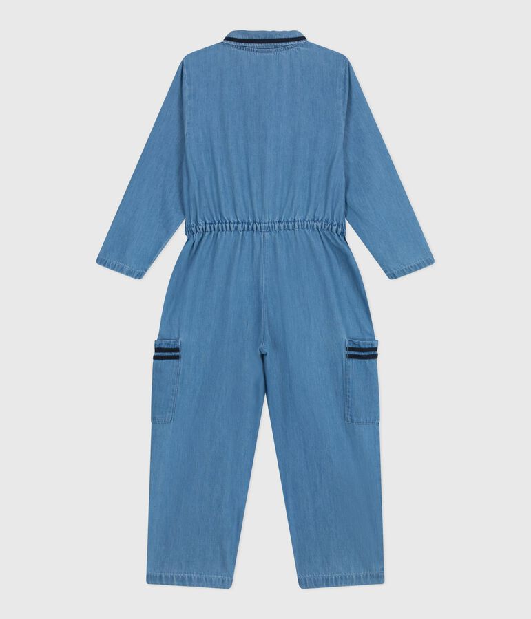 Tutina lunga in cotone bambina blu DENIM CLAIR