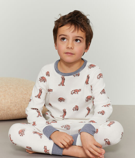 Pigiama bambino a costine bianco MARSHMALLOW/bianco MULTICO