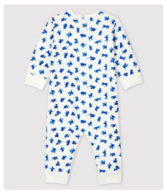 Tutina pigiama gattini bebè in tubique bianco MARSHMALLOW/bianco MULTICO