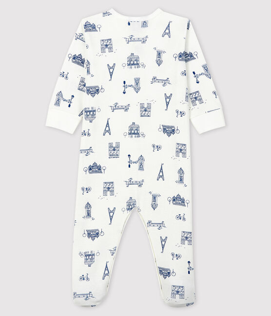 Tutina Paris bebè a costine bianco MARSHMALLOW/blu MAJOR