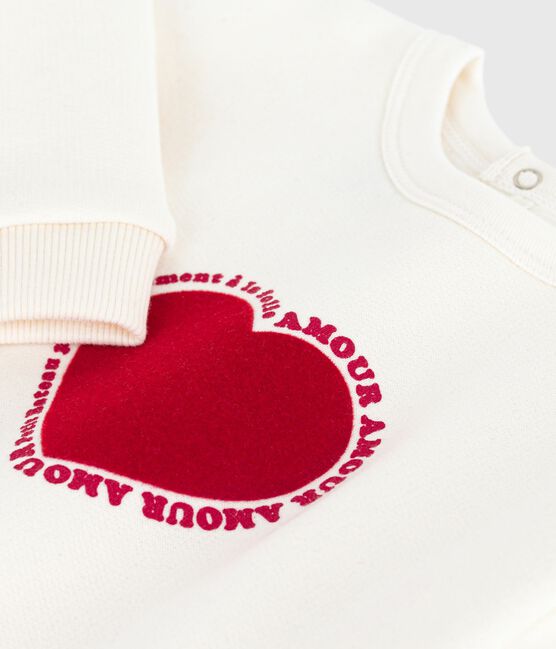 Felpa in cotone con motivo a cuore neonata ecru MILK