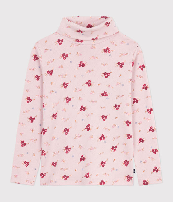 Dolcevita in cotone con stampa bambina rosa JOLI/bianco MULTICO