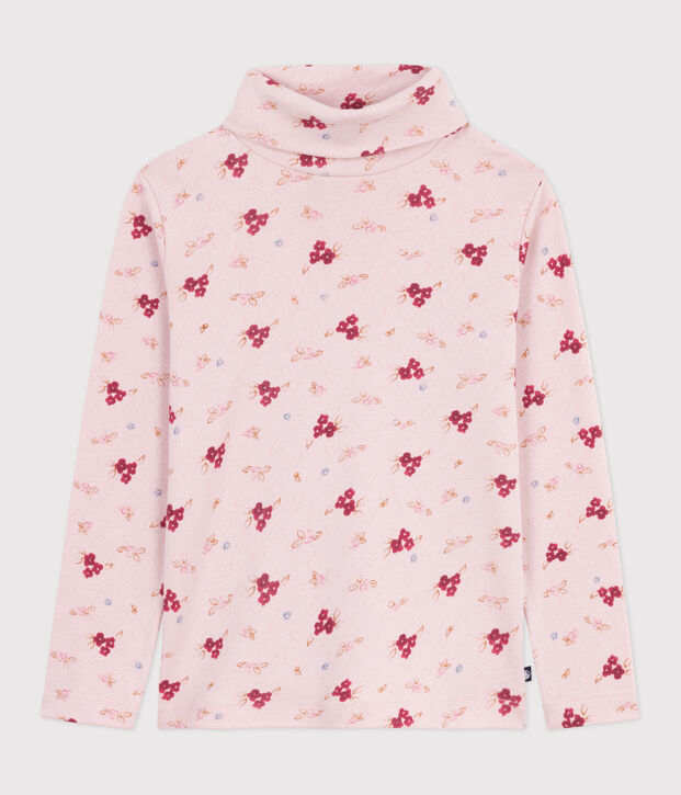 Dolcevita in cotone con stampa bambina rosa/multicolore