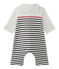 Tutina rigata per bebé maschio con colletto stile marinaro bianco LAIT/blu SMOKING/ TERKUIT