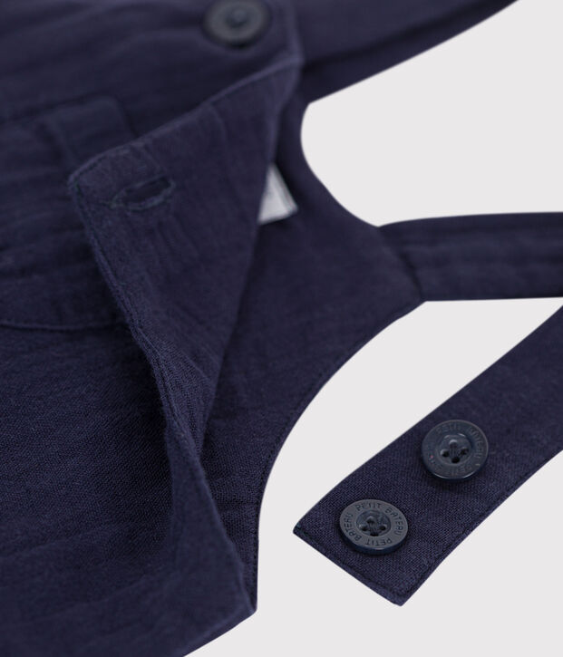 Salopette corta in garza di cotone tinta unita neonato SMOKING