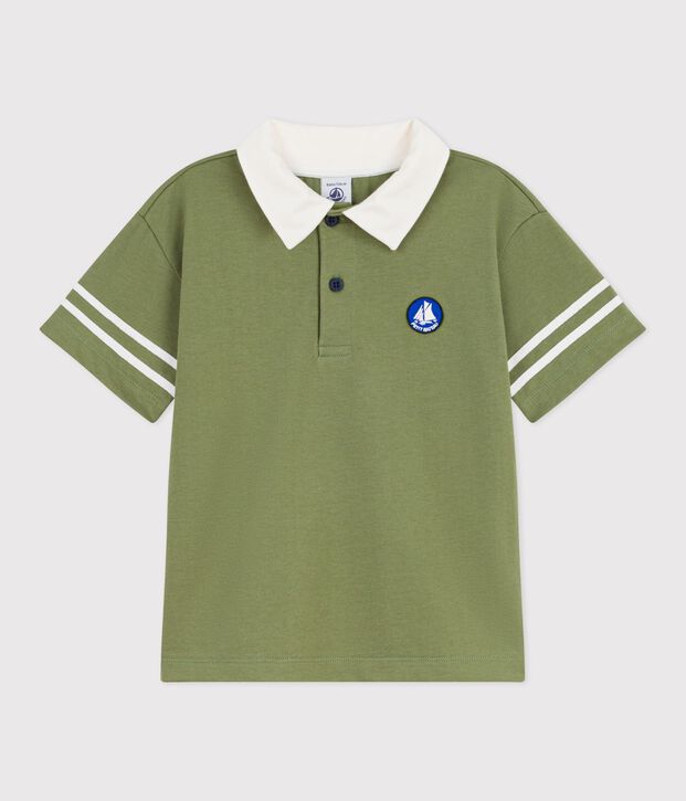 Polo a maniche corte in cotone tinta unita bambino OLIVINE