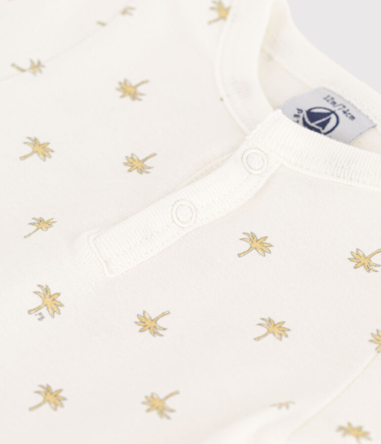 Body maniche corte beb&egrave; in cotone stampato palme bianco MARSHMALLOW/bianco MULTICO