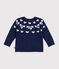 Maglione in misto lana e cotone con fantasia a fiocchi neonato blu/ecru