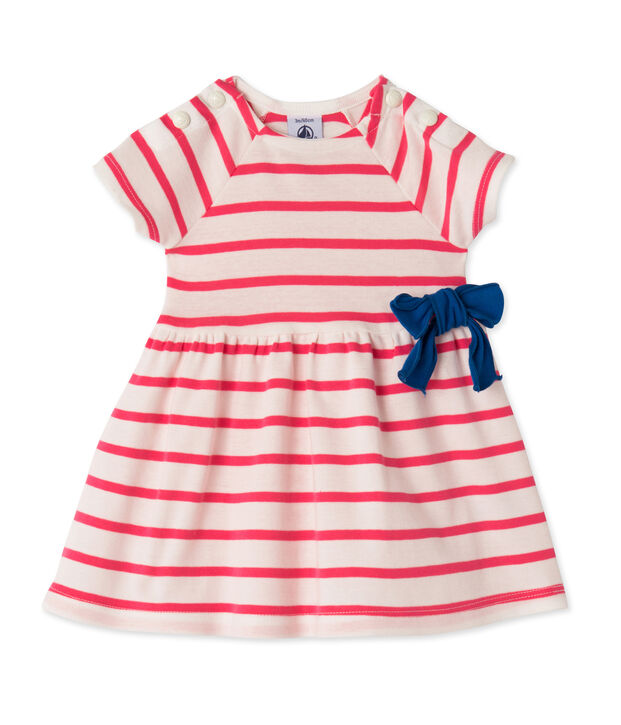 Robe b&eacute;b&eacute; fille ray&eacute;e bianco/rosa