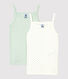Confezione da 2 canottiere con spalline bambina traforate in cotone biologico