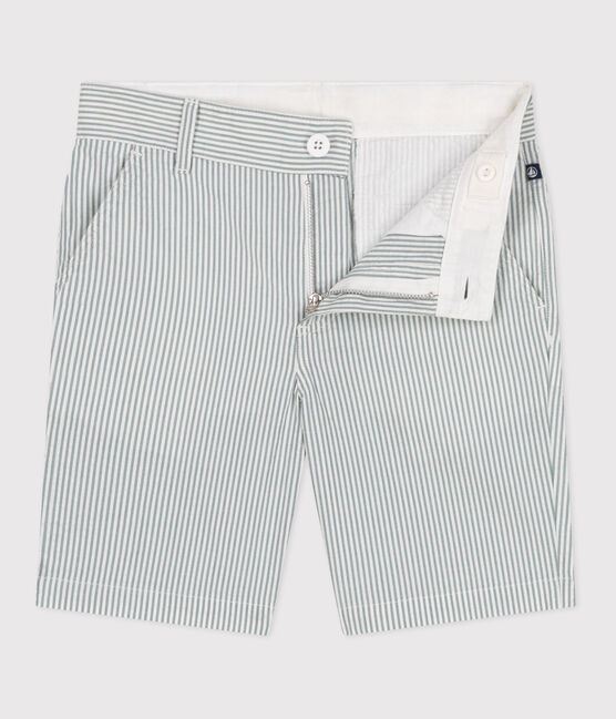 Bermuda in cotone a righe bambino bianco MARSHMALLOW/blu BRUT