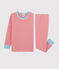Pigiama a righe bambino in cotone arancione OURSIN/bianco MARSHMALLOW