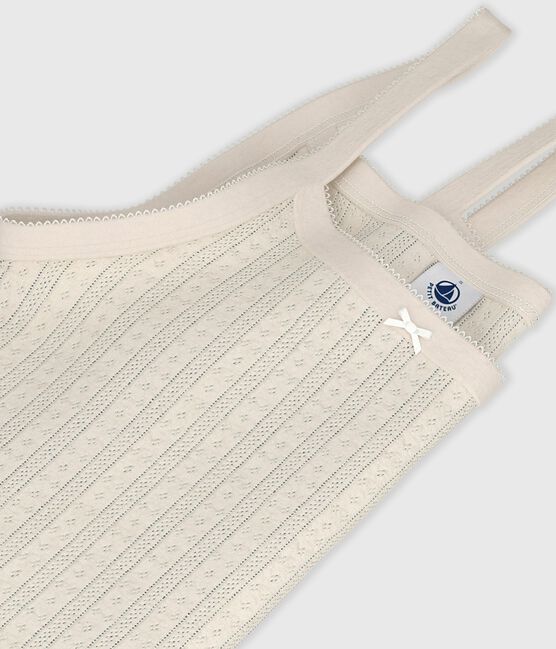 Canottiera con spalline in cotone traforato donna ecru MILK
