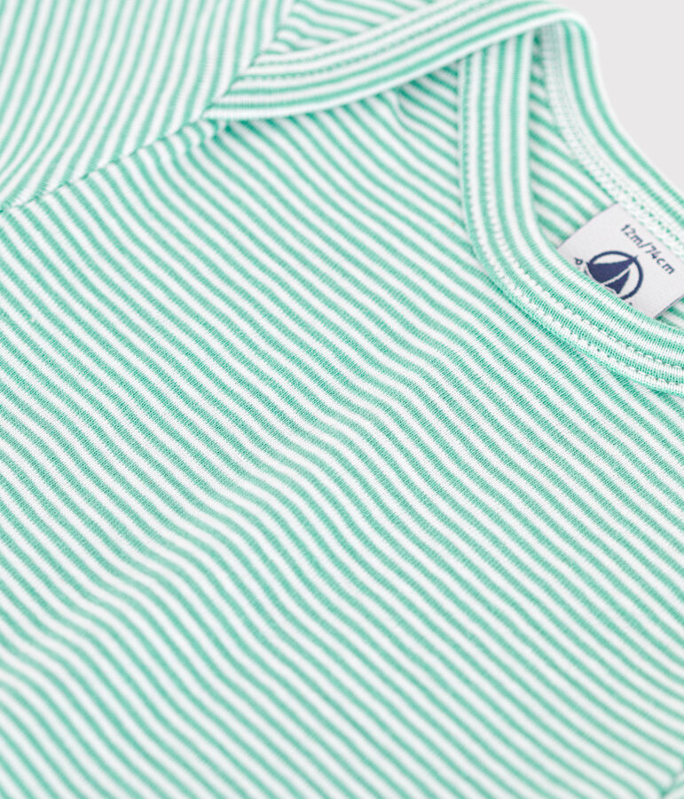 Body a maniche corte in cotone con stampa neonato verde/bianco