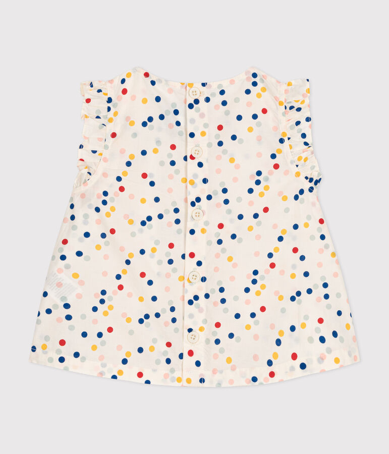 Blusa senza maniche in popeline beb&egrave; bianco/multicolore