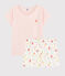 Pigiama corto fantasia frutta estiva ragazza-donna in cotone biologico rosa FLEUR/bianco MULTICO
