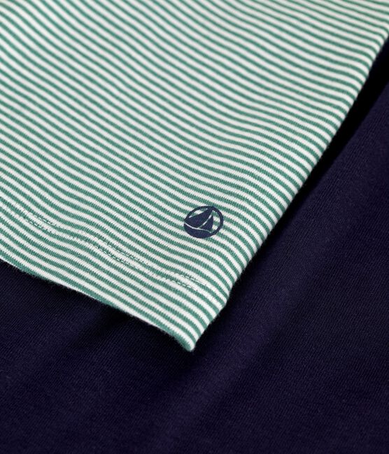 Pigiama corto in cotone a righe bambino blu SOIR/ MULTICO