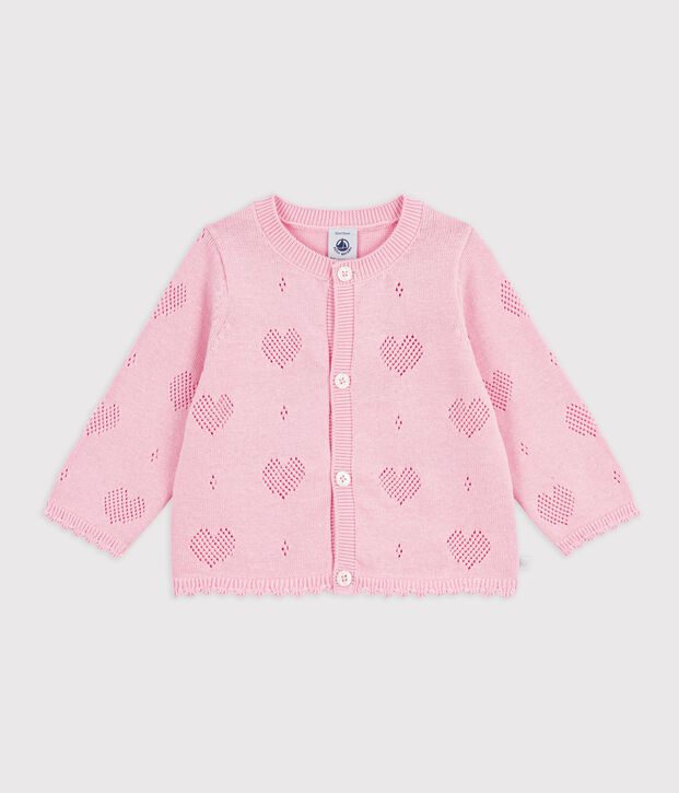 Cardigan in cotone con motivo a cuori neonata MARQUISE