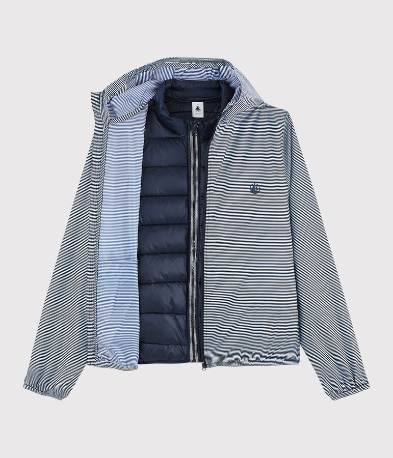 Giacca a vento 3 in 1 riciclata Donna blu/bianco