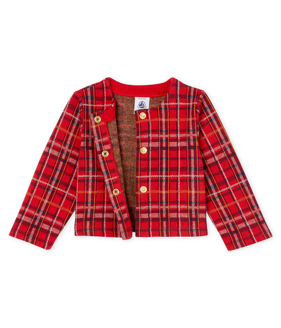 Cardigan a scacchi bebè femmina rosso TERKUIT/bianco MULTICO CN