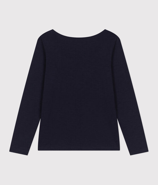 T-shirt Regular a maniche lunghe con scollo rotondo in jersey flammé donna blu SMOKING