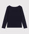 T-shirt Regular a maniche lunghe con scollo rotondo in jersey flammé donna blu SMOKING
