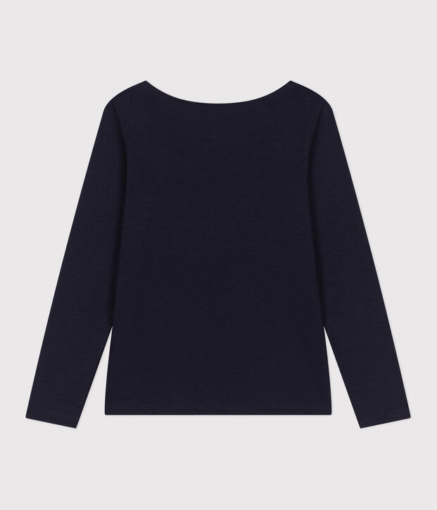 T-shirt Regular a maniche lunghe con scollo rotondo in jersey flamm&eacute; donna SMOKING
