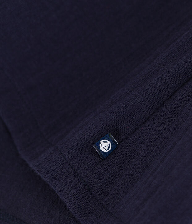 Abito a maniche lunghe in doppio materiale per beb&egrave; blu/bianco