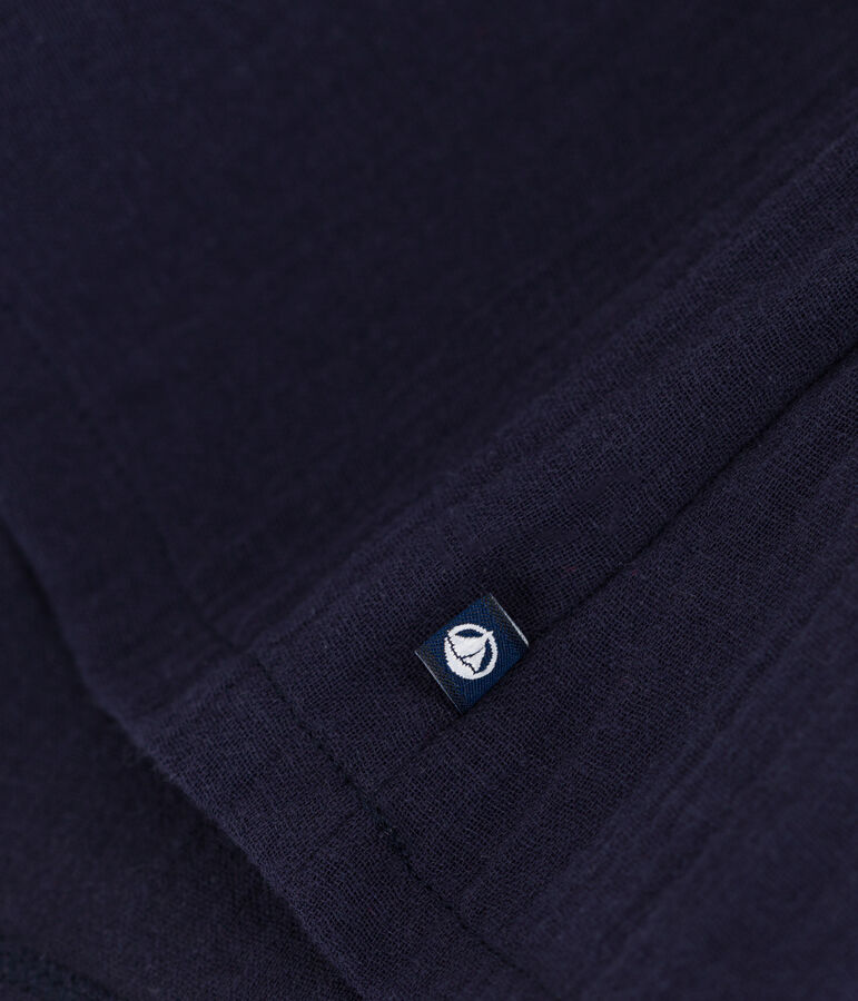 Abito a maniche lunghe in doppio materiale per beb&egrave; blu/bianco