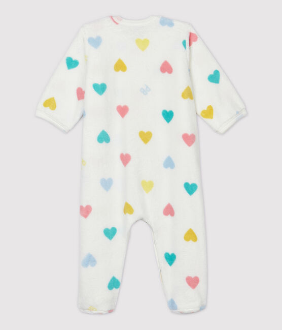 Tutina imbottita a cuori bebè in pile bianco MARSHMALLOW/bianco MULTICO