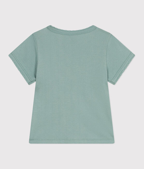 T-shirt a maniche corte in cotone tinta unita bambina verde PAUL