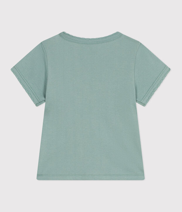 T-shirt a maniche corte in cotone tinta unita bambina verde