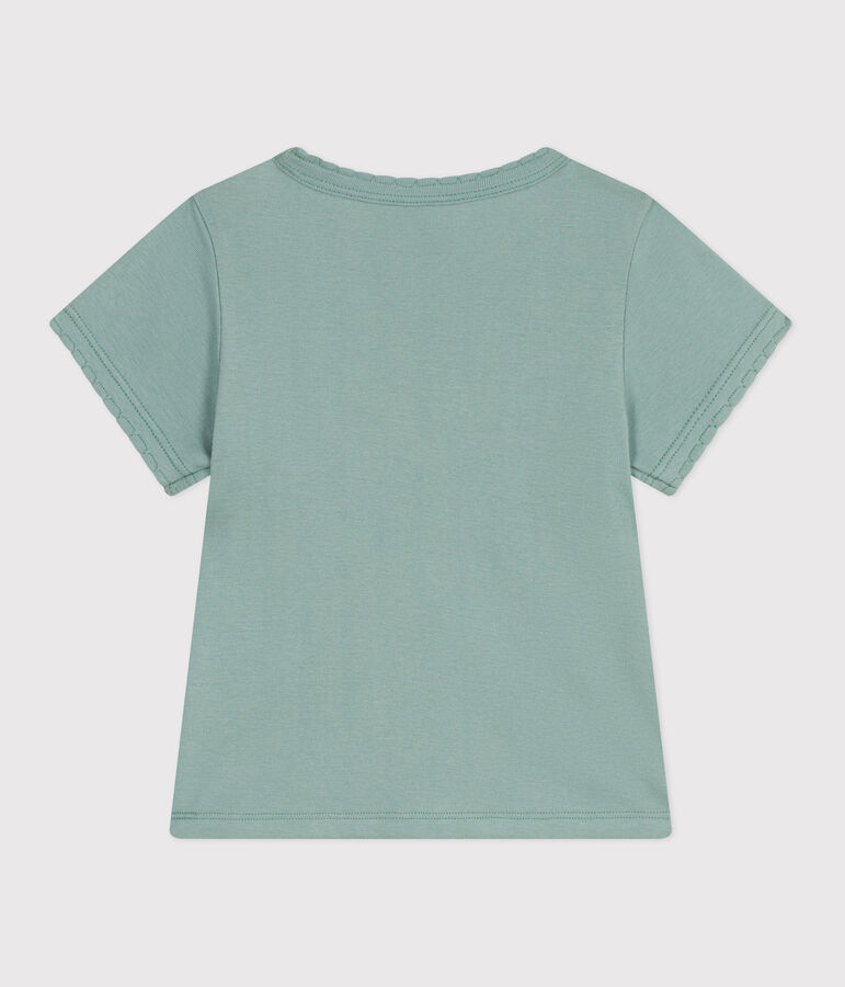 T-shirt a maniche corte in cotone tinta unita bambina verde