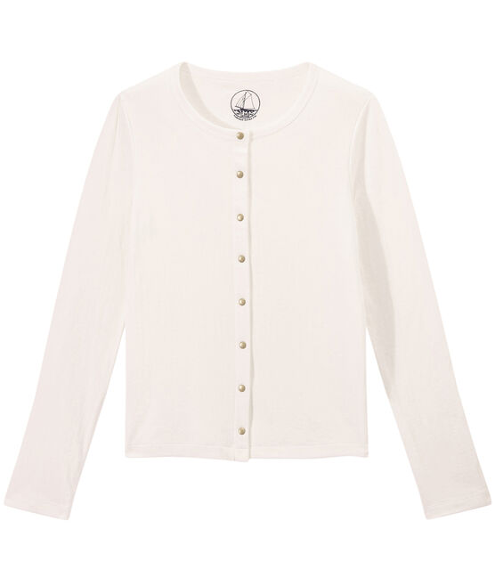 Cardigan donna in tubique ultrasottile bianco MARSHMALLOW
