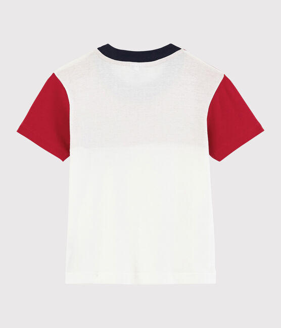 T-shirt maniche corte in cotone bambino rosso TERKUIT/bianco MARSHMALLOW