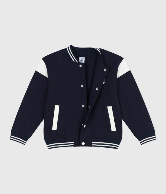 Giacca stile teddy bambino in cotone tinta unita blu SMOKING