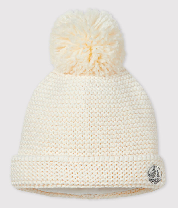 Cappello con pompon beb&egrave; femmina/maschio bianco