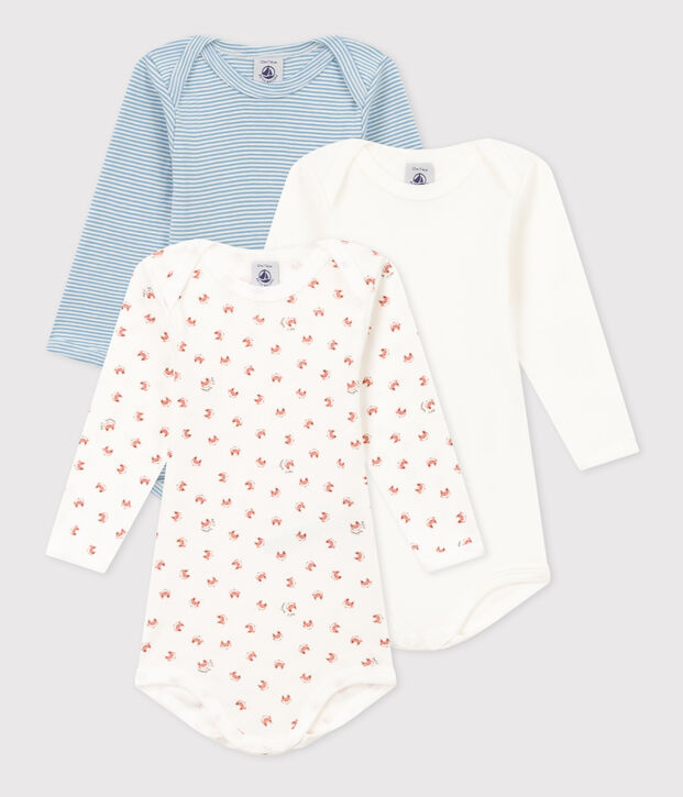 Confezione da 3 body a maniche lunghe beb&egrave; in cotone multicolore