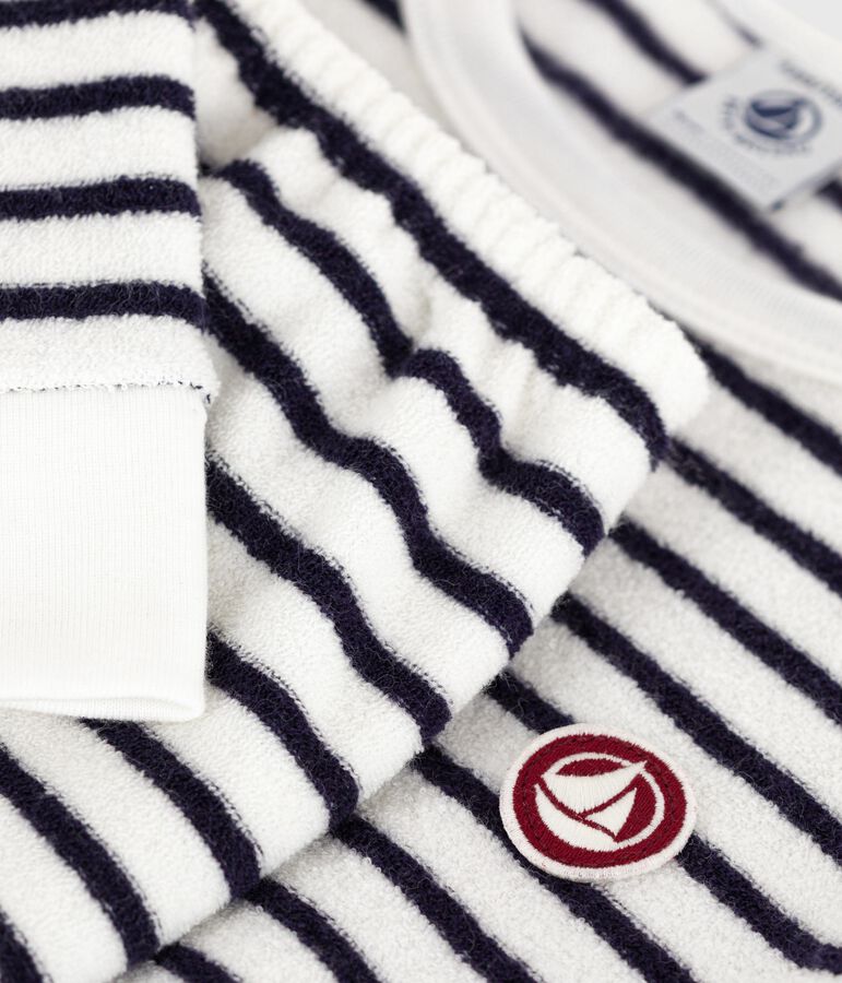 Pigiama in spugna di cotone a righe bambino blu/blu