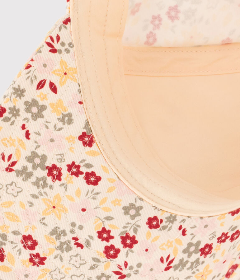 Cappellino a fiori bambina ecru/multicolore