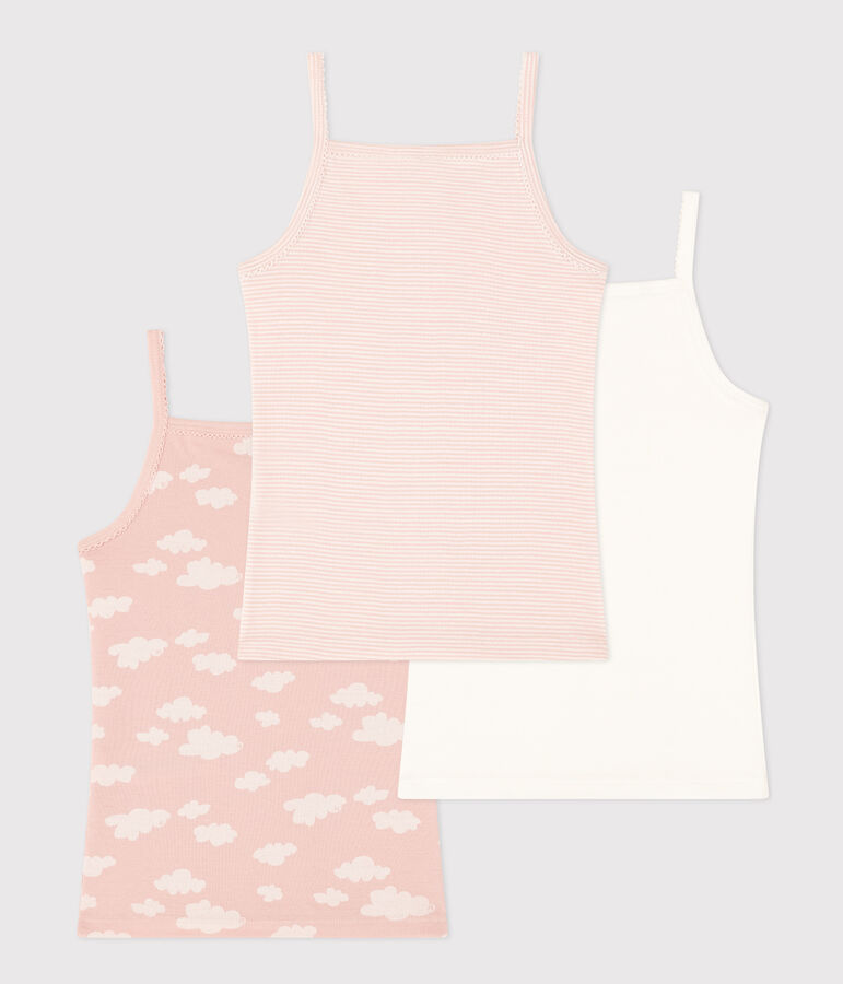 Confezione da 3 canottiere con spalline nuvole in cotone bambino multicolore