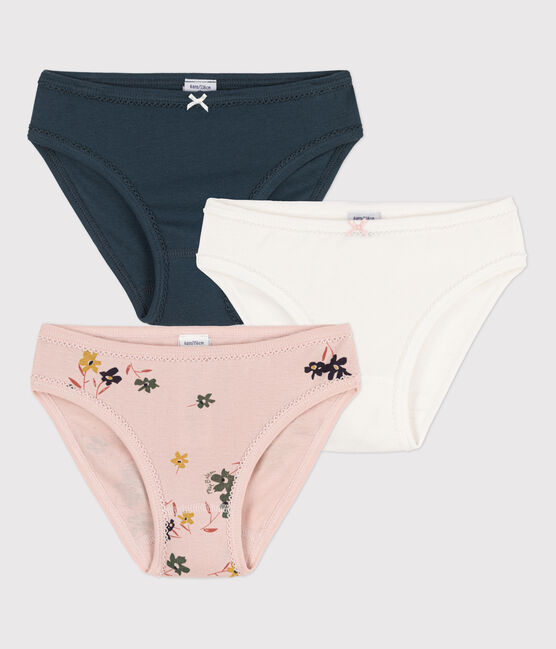 Confezione da 3 slip a fiori in cotone bambina variante 1