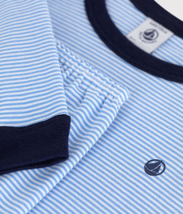 Pigiama in cotone a righe bambino blu/bianco