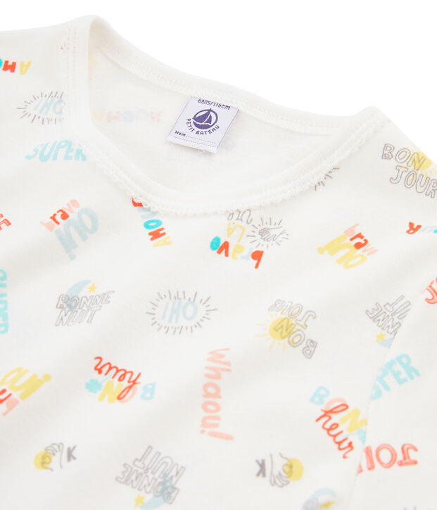 Pigiama bambina a costine bianco/multicolore