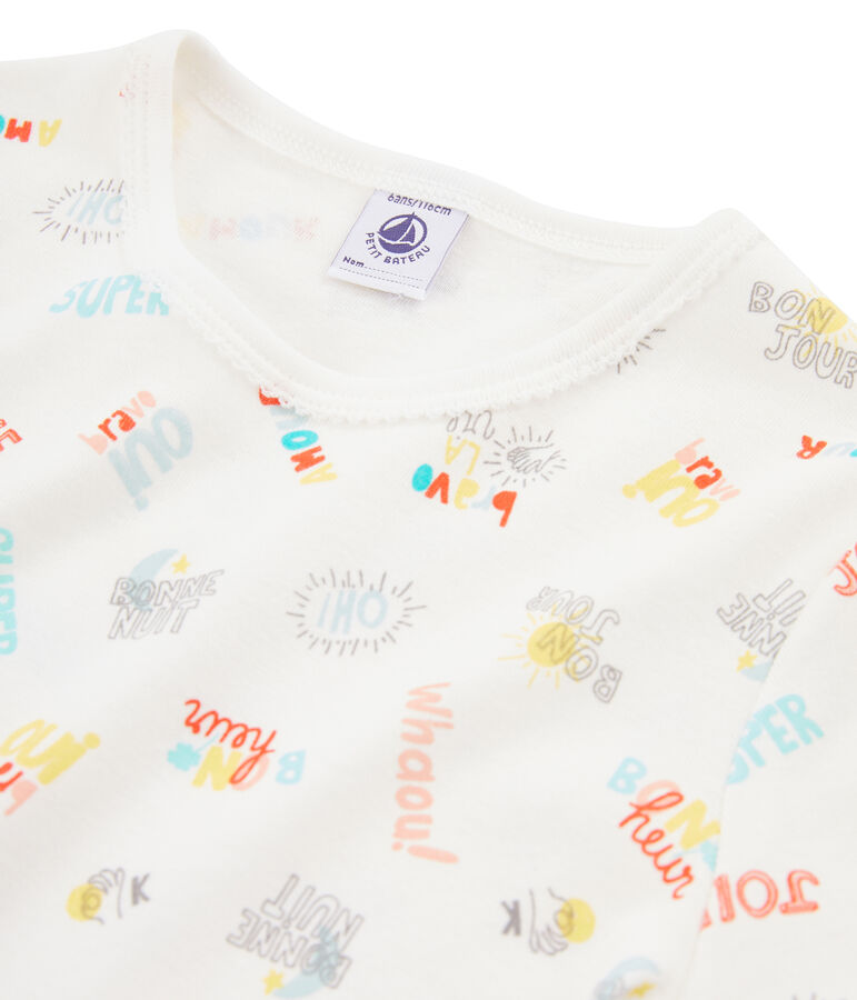 Pigiama bambina a costine bianco/multicolore