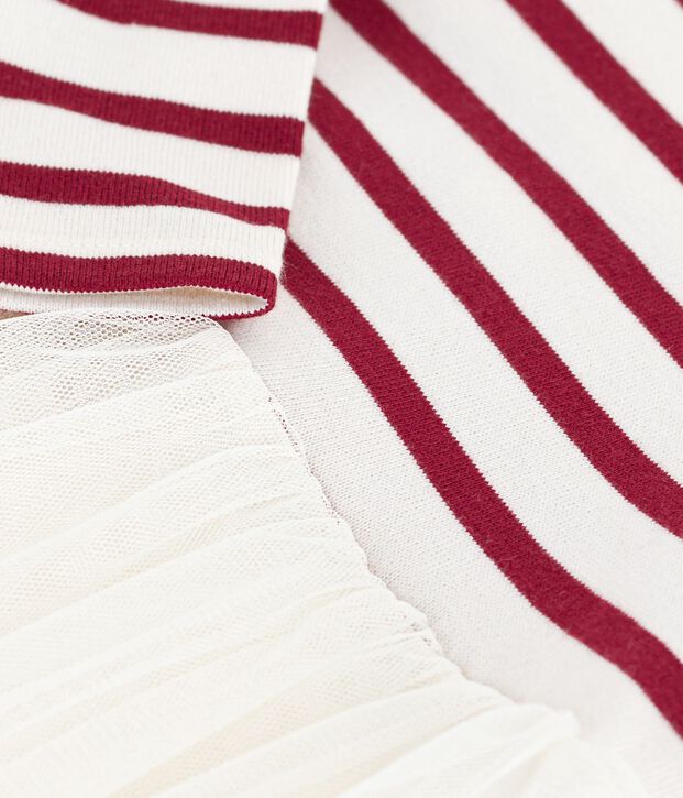 Abito bi-materiale a maniche lunghe neonata rosso/rosso