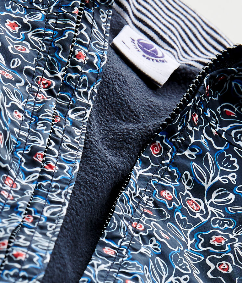 Giacchino con cappuccio beb&egrave; bambina stampato blu/multicolore